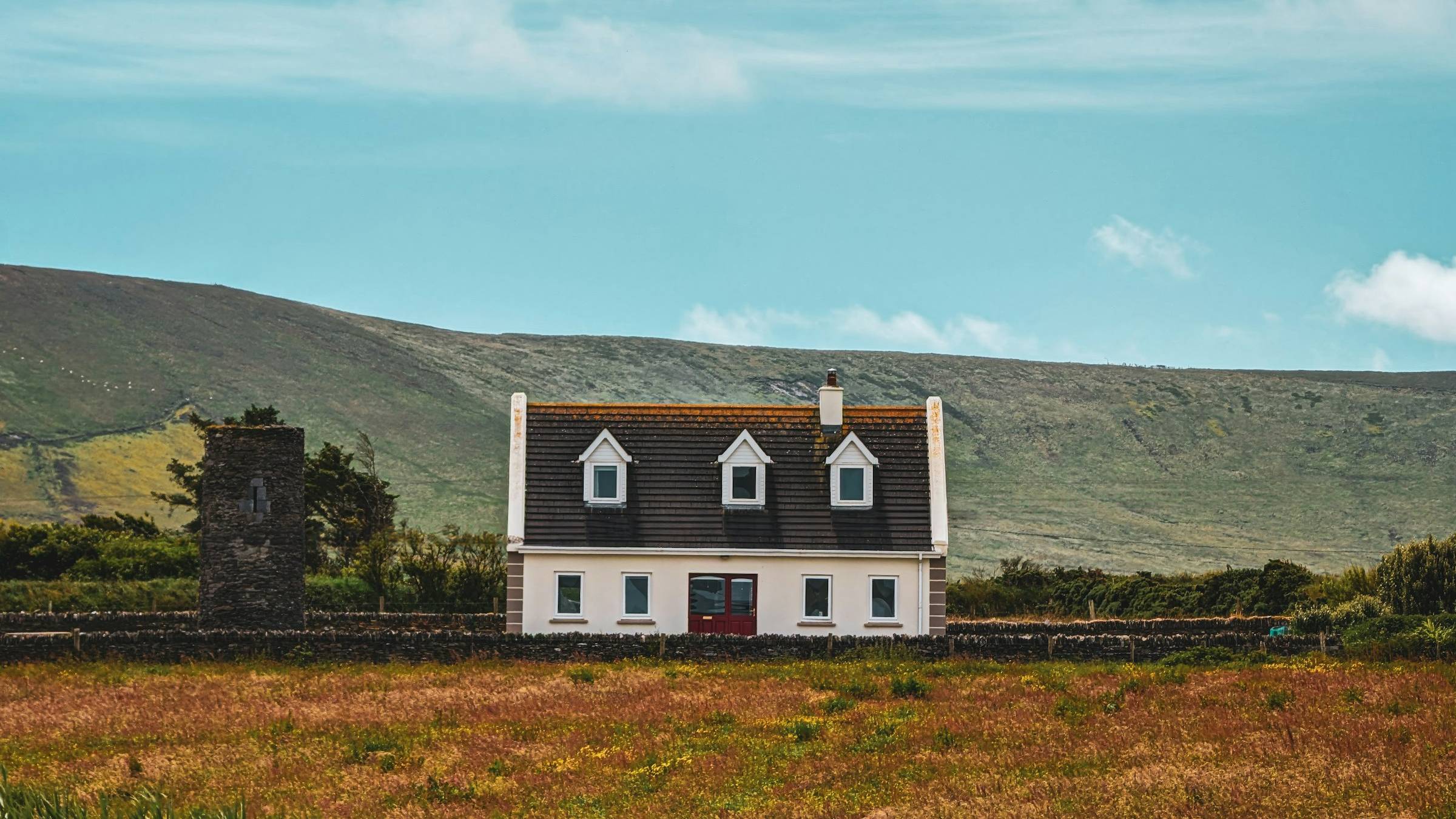 The front of Gaughan's B&B, a white two-storey house